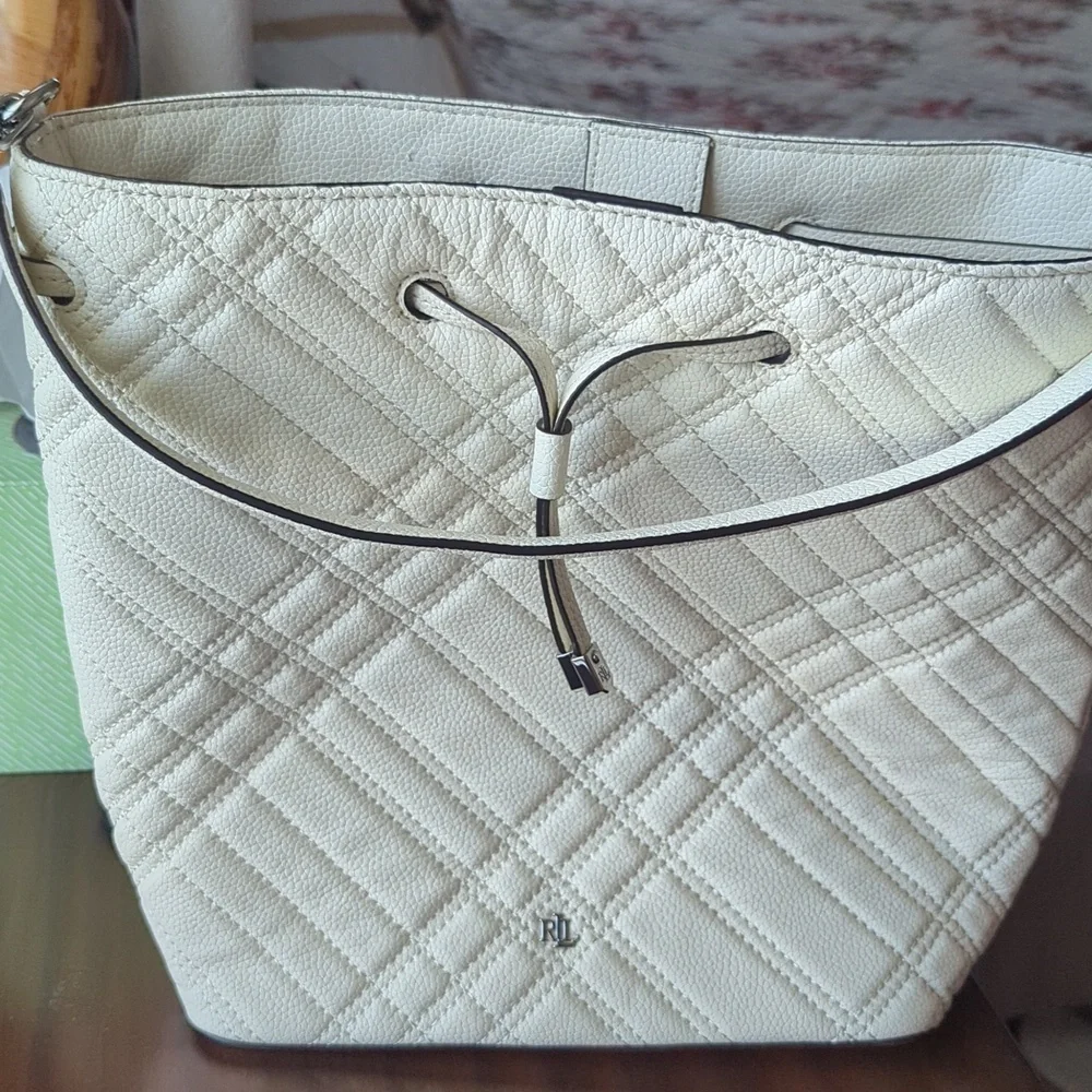 Lauren Ralph Debby Plaid Quilted Leather Shoulder Crossbody bag. - Picture 14 of 14